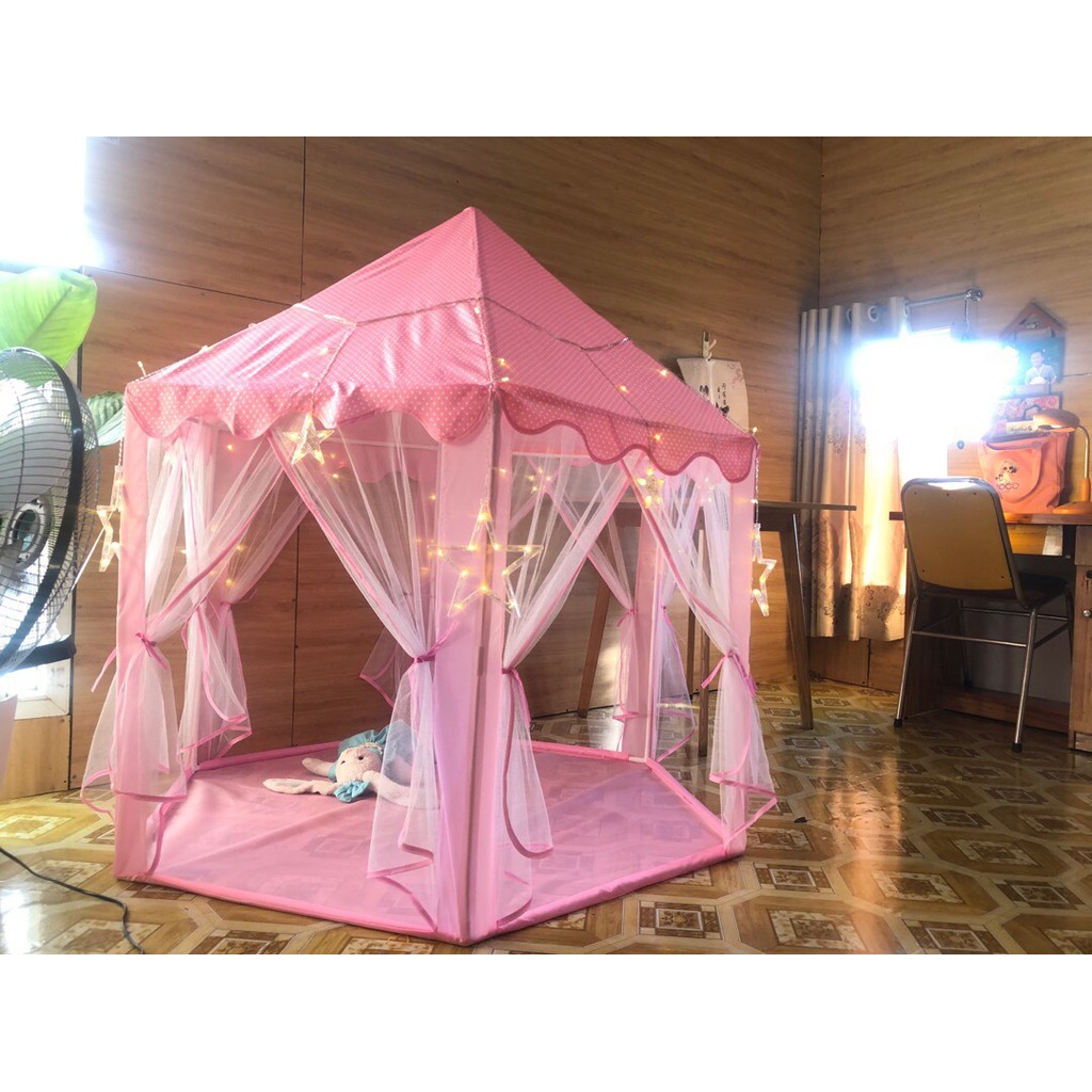 LỀU RÈM CÔNG CHÚA HOÀNG GIA HÌNH LỤC GIÁC MÀU HỒNG DỄ THƯƠNG CHO BÉ YÊU