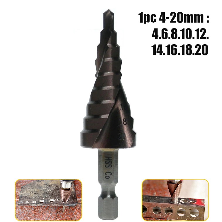 Mũi khoan bước tháp HSS COBAN M35 4-32mm khoan inox,sắt,thép trục 6.35mm