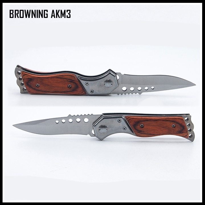 Dao phượt bấm BROWNING AKM3 cắt gọt hoa quả gấp gọn có bao đựng bỏ túi tiện lợi