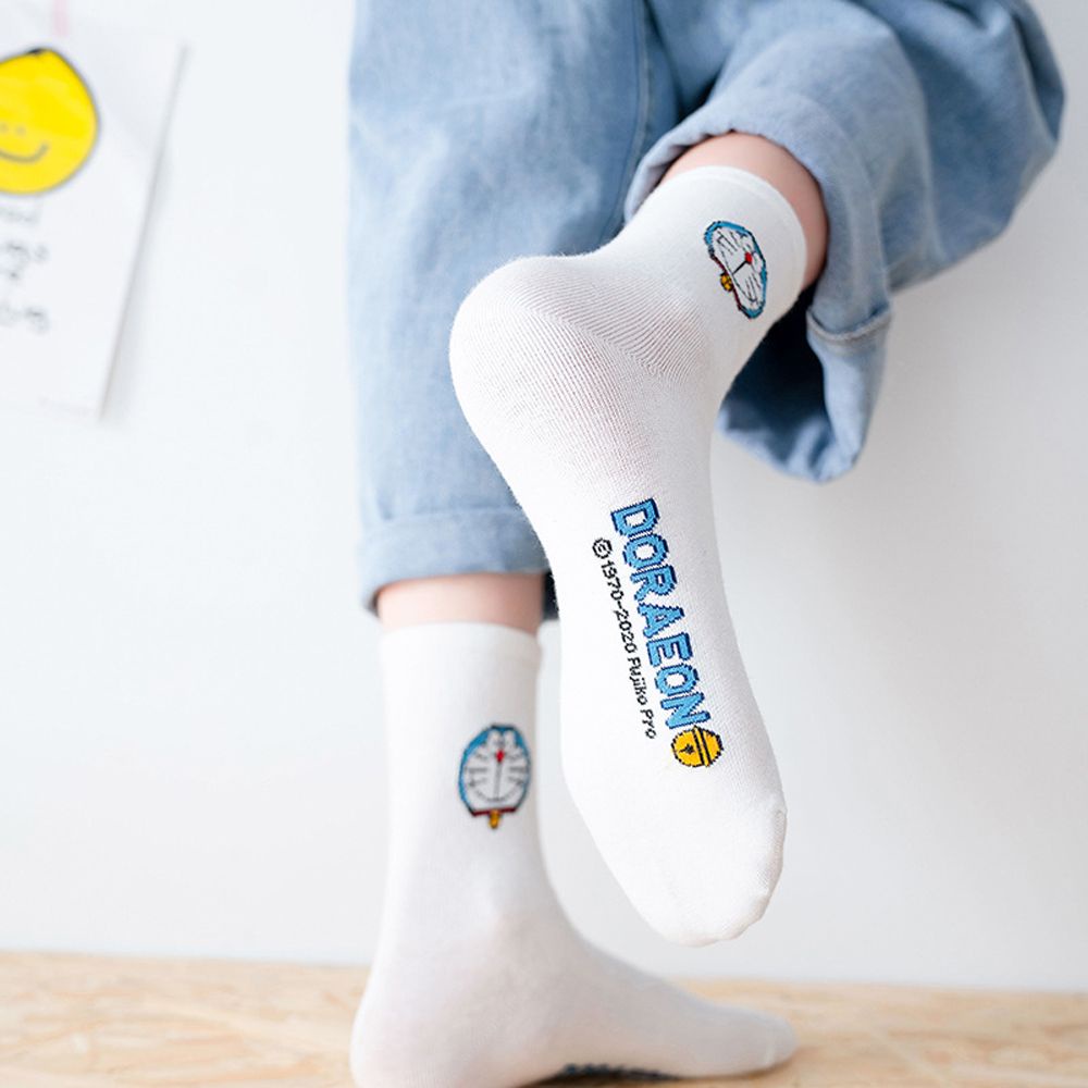 Vớ Cổ Ngắn In Hình Mèo Doraemon Và Chữ Vui Nhộn Phong Cách Harajuku Hàn Quốc Dễ Thương Cho Nữ
