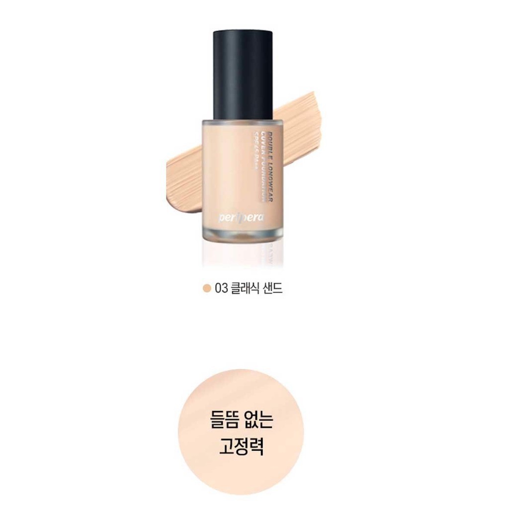 Kem Nền Che Phủ Tự Nhiên PERIPERA Double Longwear Cover Foundation