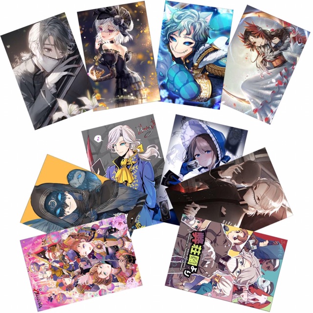 Thẻ card anime ldentity V 11 cái ép lụa , card để ví Game ldentity V