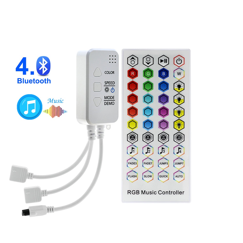 Bộ điều khiển đèn LED RGB và nhạc bluetooth qua giọng nói DC5-24V có chế độ hẹn giờ cho dây đèn LED 5050 4040 3528 2835