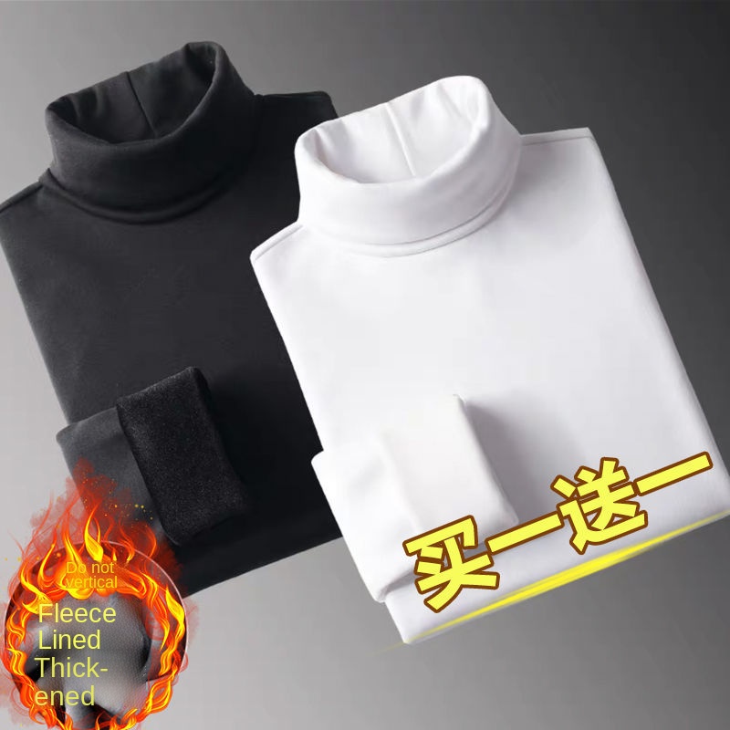 Áo thun tay dài cổ lọ bằng vải nhung dày dặn giữ ấm thời trang cho nam