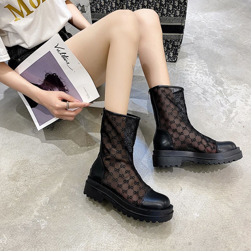 2021 spot fashion boots transparent boots Korean versatile foreign style leisure ins back zipper transparent women's shoes women's Boots