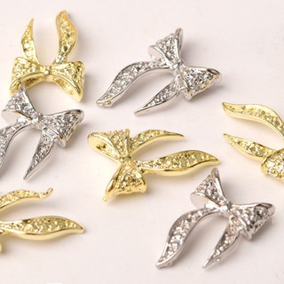 Phụ kiện nơ xi mạ vàng 3d trang trí móng nail