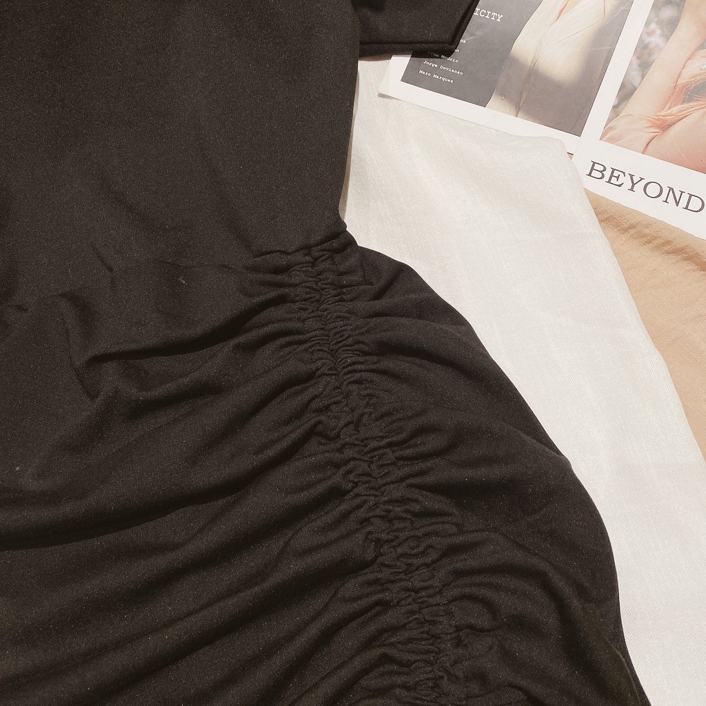 Váy Đuôi Cá Rút - Đầm Body Thun Tăm Tay Ngắn Cổ Tròn Rút Dây Cao Cấp | BigBuy360 - bigbuy360.vn