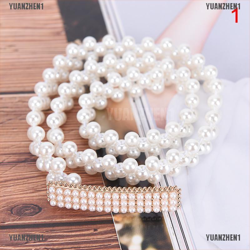 [YUANZHEN1] Thắt Lưng Chuỗi Hạt Ngọc Trai Pha Lê Và Hoa Co Giãn Cho Nữ