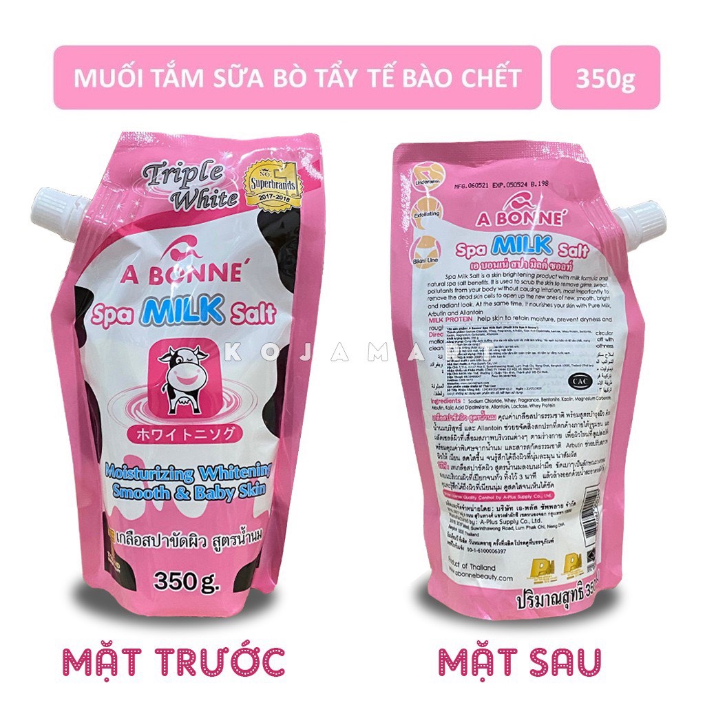 Muối Tăm Sữa Bò Abonne Spa Milk Salt Tẩy Tế Bào Chết Body Và Da Mặt Thái Lan Hương Sữa Tươi Thái Lan Túi 350g