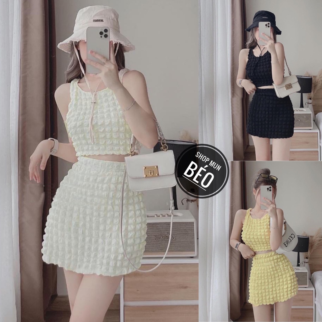 Set Áo Sát Nách Kèm Chân Váy Có Lót Quần Chất Xốp Ô Thích Hợp Mặc Đi Tiệc Đi Làm Đi Chơi Phù Hợp Mọi Phong Cách