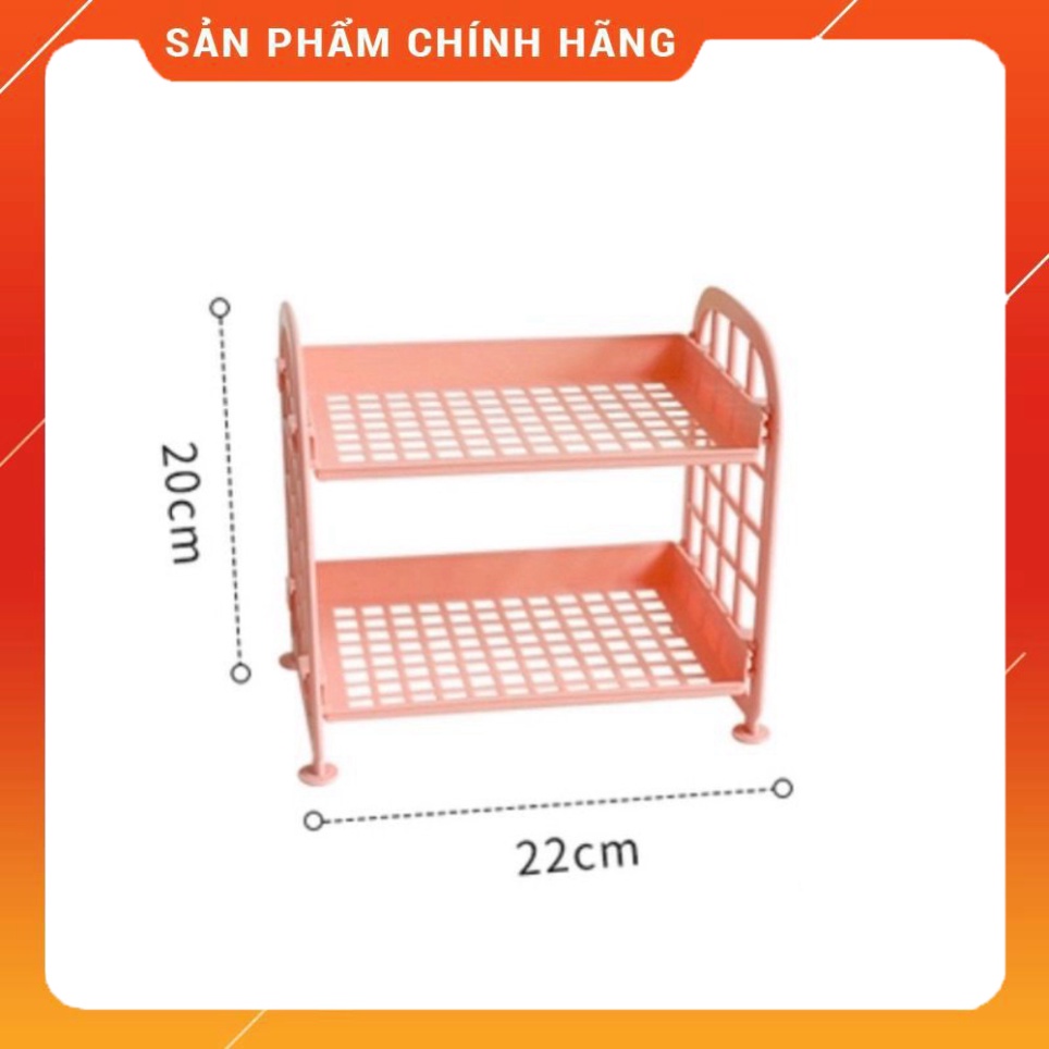 Kệ 2 tầng mini, kệ nhựa để bàn nhỏ nhắn kích thước 22*20  đựng đồ nhỏ gọn siêu xinh