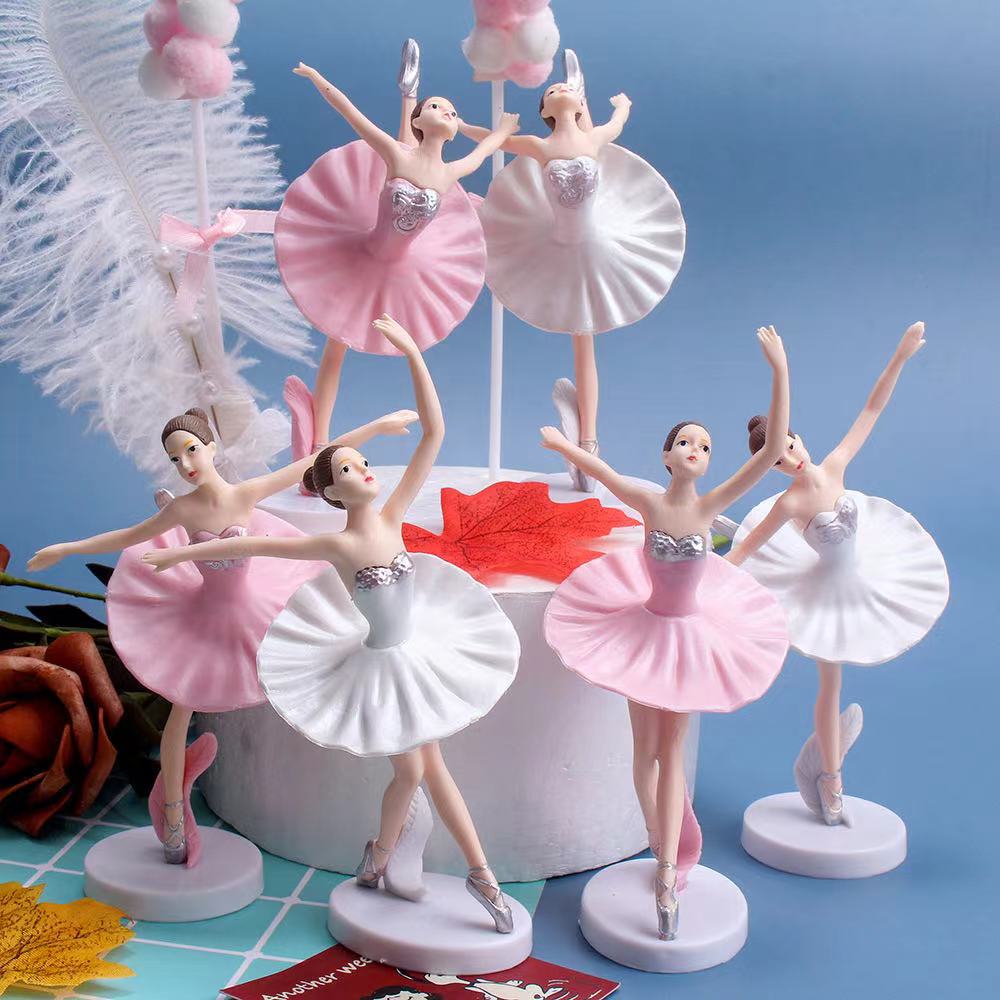Set phụ kiện trang trí bánh kem hình vũ công Ballet hoạt hình 3D tùy chọn dành cho trẻ em