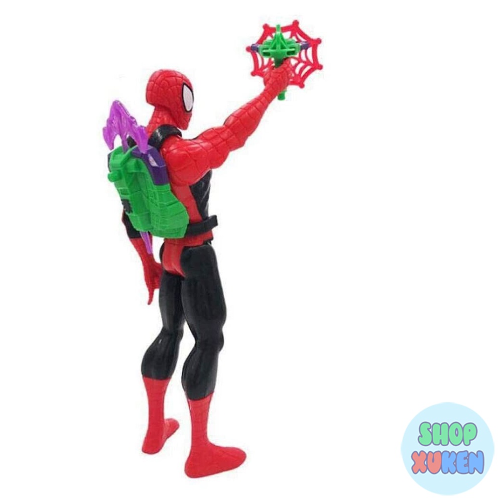 Đồ chơi siêu nhân người nhện siêu việt Marvel trang bị máy bắn tên mạng nhện và súng bắn tơ cao 25cm
