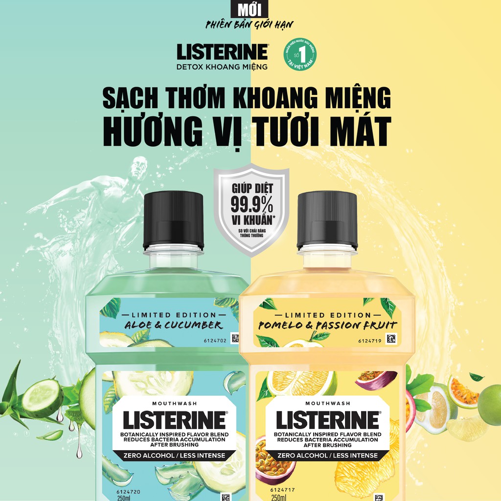 Nước Súc Miệng Vị Trái Cây Tự Nhiên Listerine 250ml/Chai (Phiên Bản Giới Hạn)