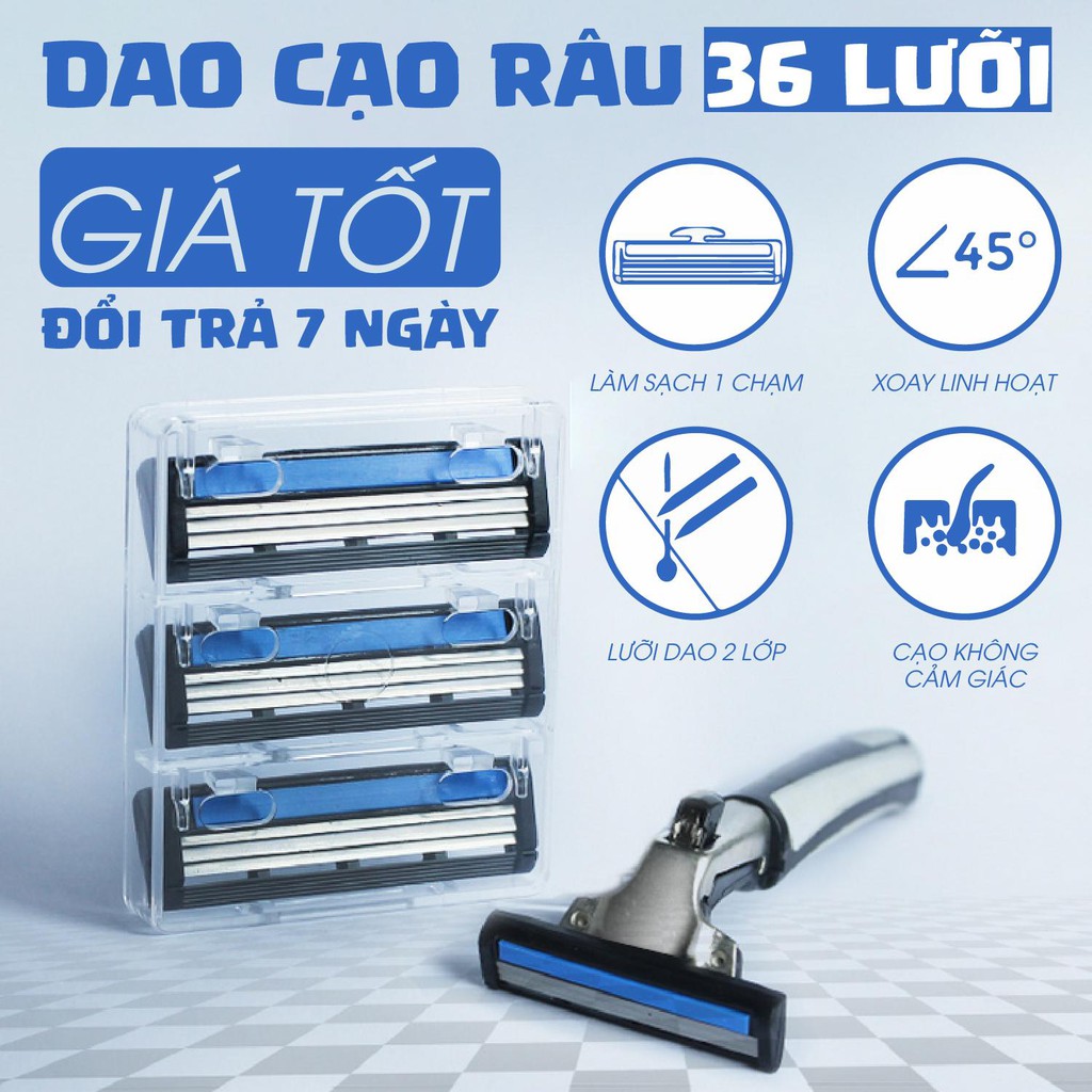 Bộ dao Cạo Râu gồm 36 Lưỡi Kép, 1 Thân, 1 Tuýp kem (có hộp đựng)