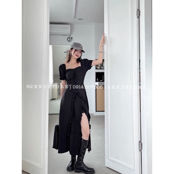 2END Váy thô nữ cao cấp dáng dài xẻ tà