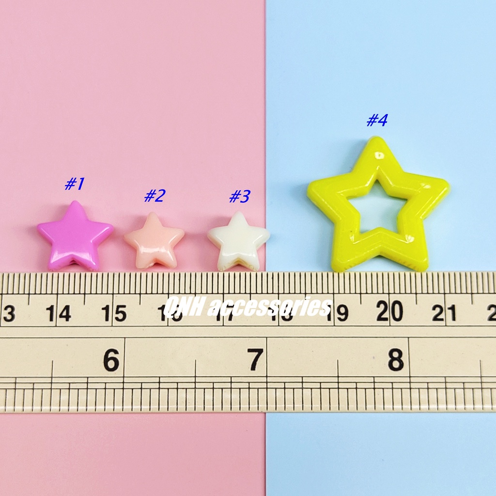 Gói 10g  hạt nhựa acrylic hình tim, ngôi sao, nơ, bướm làm trang sức