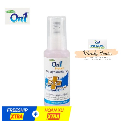 [Có Vòi Nhấn Tiện Lợi] Gel rửa tay khô sạch khuẩn On1 60ml Hương Bamboo Charcoal