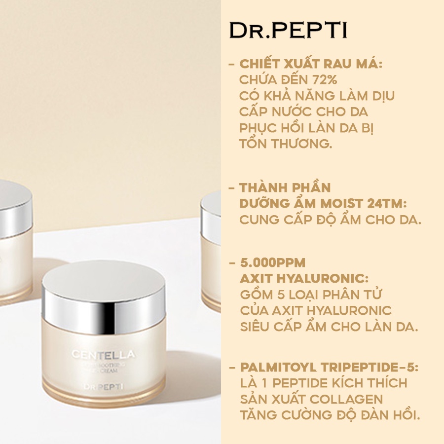 Kem Dưỡng Ẩm Chiết Xuất Rau Má Làm Dịu Da Dr.Pepti Centella Moist Soothing Gel Cream 70ml