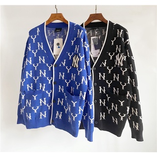 Áo khoác cardigan sweater dệt kim tay dài họa tiết hoa NY cổ điển cá tính vintage cho cặp đôi
