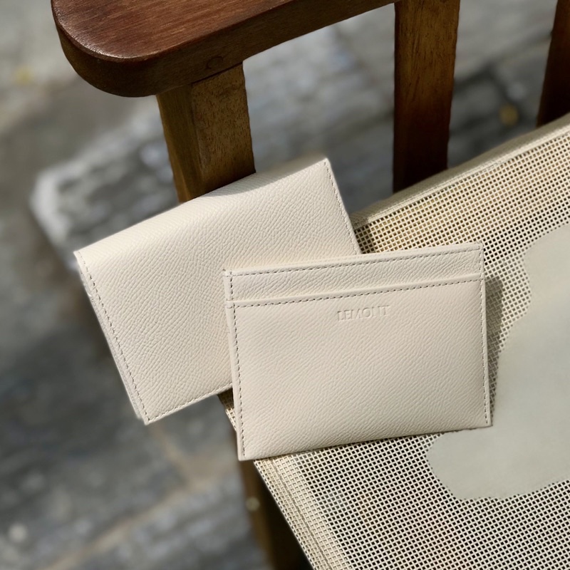 Combo 2 Ví da bò màu Trắng Kem - Chính hãng Lemont