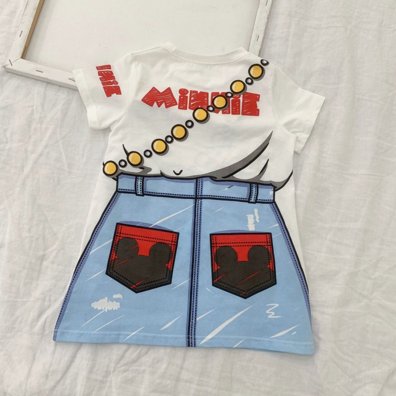 Đầm thun suông tay ngắn họa tiết hoạt hình thời trang dễ thương cho bé gái