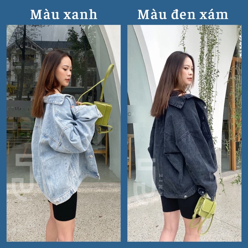 Áo khoác bomber nam nữ form rộng, áo jacket oversize chất jean đẹp dáng unisex