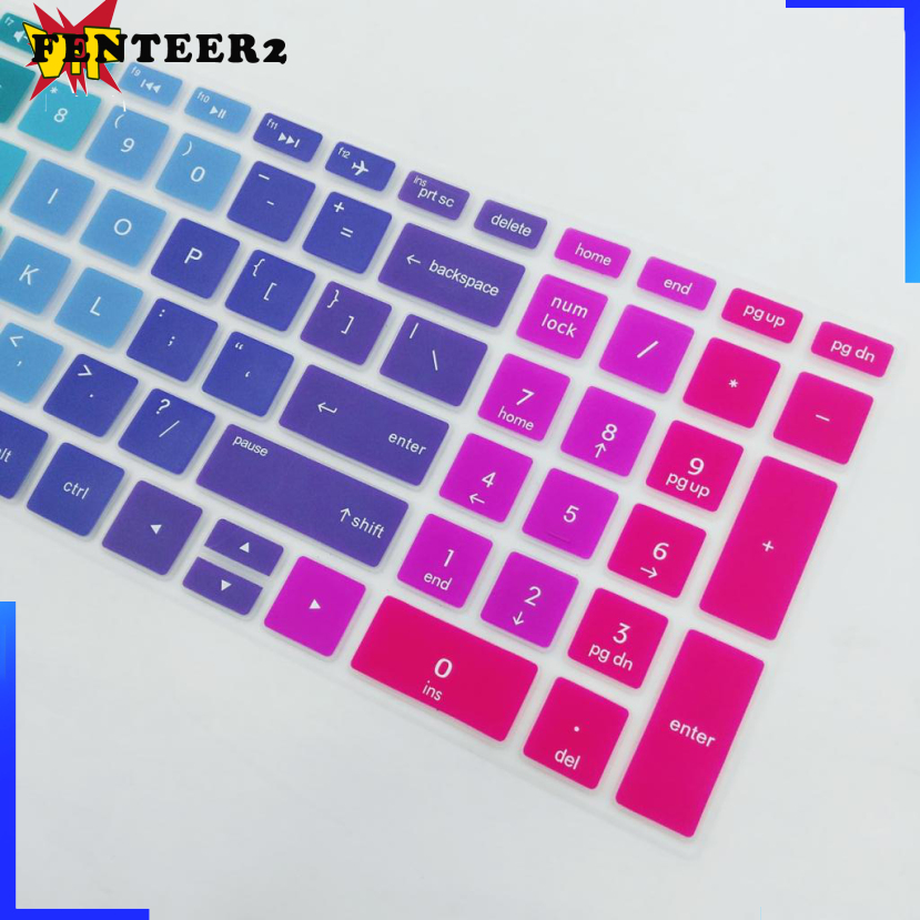 [Fenteer2  3c ]3x Silicone Notebook Keyboard Skin Cover for HP 15.6\'\'BF Laptop Rainbow