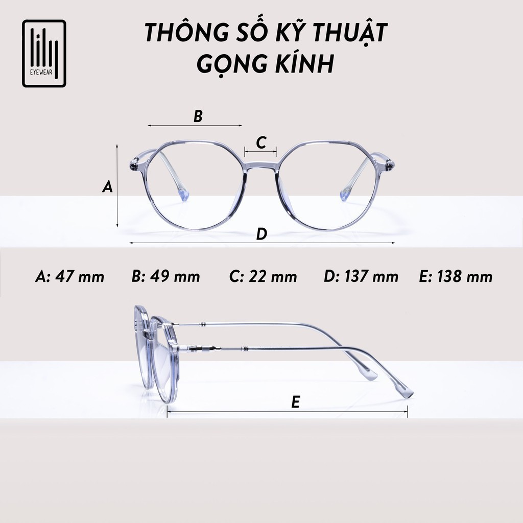 Gọng kính tròn nam nữ chất liệu nhựa dẻo phụ kiện thời trang Lilyeyewear 209 nhiều màu | BigBuy360 - bigbuy360.vn