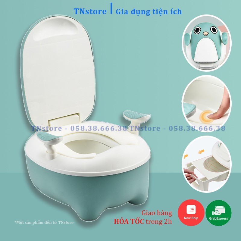 Bô vệ sinh trẻ em Chim cánh cụt Penguin Nhật Việt làm từ nhựa PP cao cấp dành cho bé từ 6 tháng đến 3 tuổi [TẶNG QUÀ - C