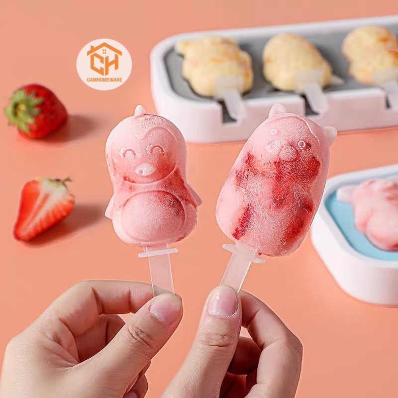 Khuôn Làm Kem Cute Đáng Yêu Có Nắp Đậy, Khuân làm kem silicon