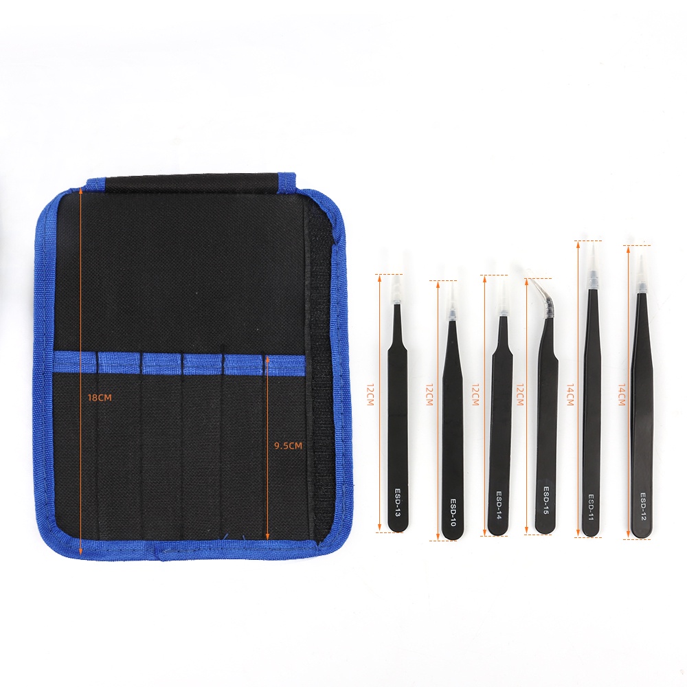 Bộ 6 Nhíp Kim Loại Đa Năng Kèm Túi Đựng