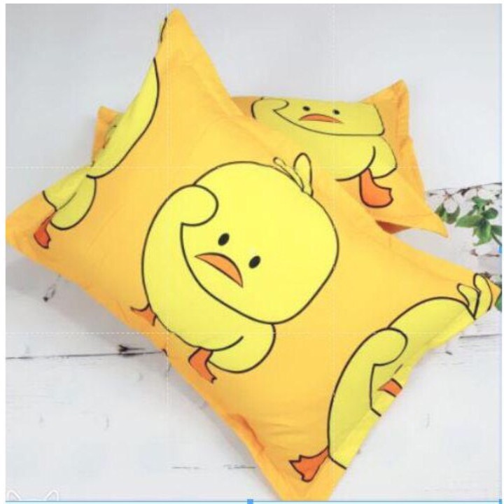 Bộ ga gối m6/m8/2m2 drap giường poly, ga trải giường + 2 vỏ gối nằm đơn giản vịt vàng Bedding