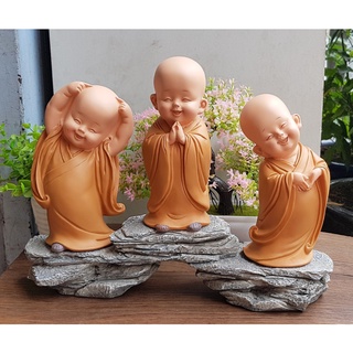 Bộ 3 chú tiểu yêu đời trên đế 3 giả đá