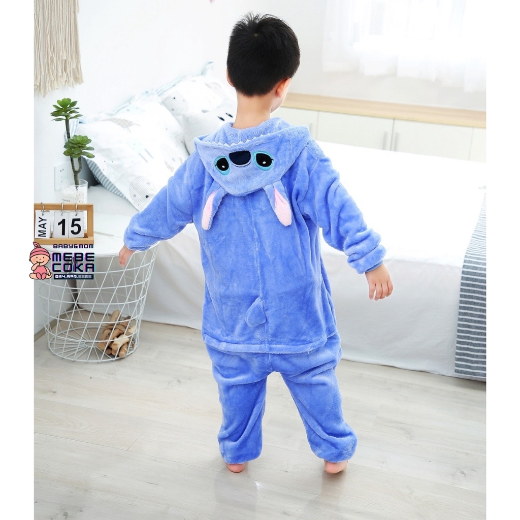 Bộ đồ hình thú STITCH XANH cho bé ,bộ đồ liền thân nhiều màu cho bé Trai bé Gái loại CAO CẤP