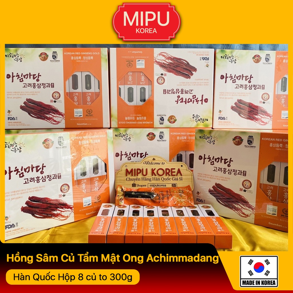 Hồng Sâm Củ Tẩm Mật Ong Achimmadang Hàn Quốc Hộp 8 củ to 300g
