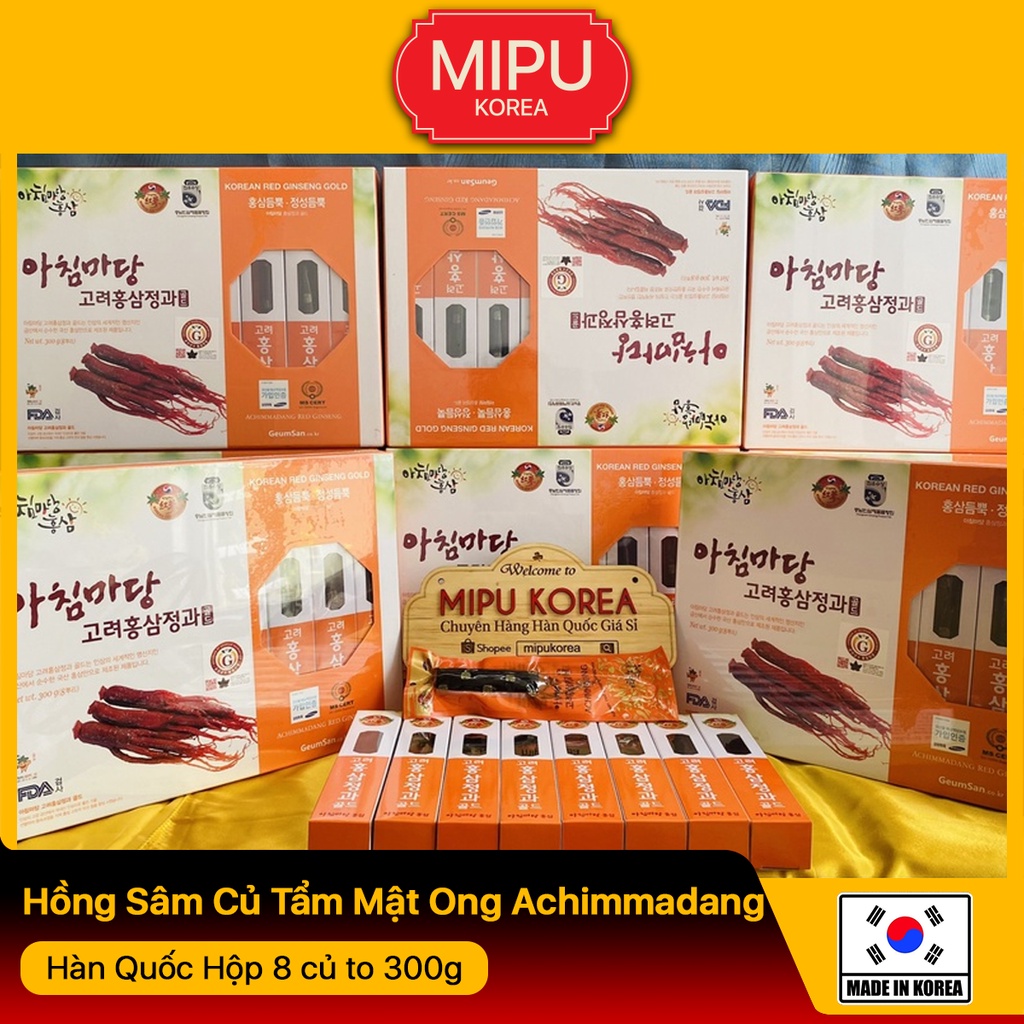 Hồng Sâm Củ Tẩm Mật Ong Achimmadang Hàn Quốc Hộp 8 củ to 300g