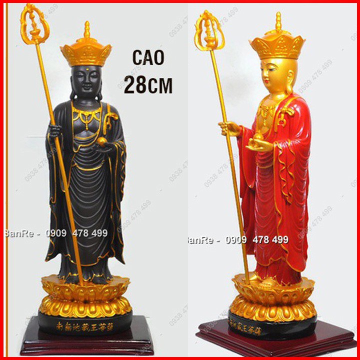Tượng Phật Địa Tạng Vẽ Mỹ Thuật Áo Cà Sa - Đứng Cao 28cm - 6818.1