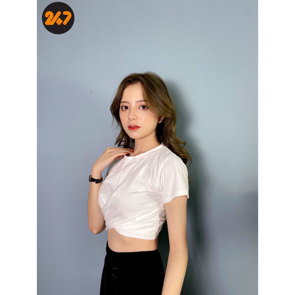 Áo thun croptop xoắn eo | BigBuy360 - bigbuy360.vn