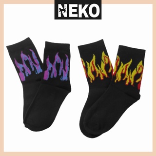 Vớ lửa cao cổ, tất bắp chân unisex nam nữ hình lửa màu NEKO
