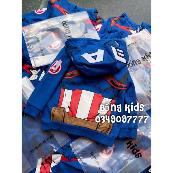 Áo Khoác Nỉ Hoodie Bé Trai Xanh Coban Aveng3rs PR