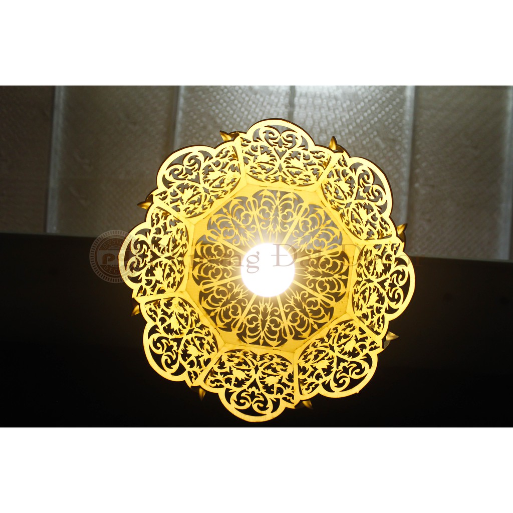 Đèn Thả Trần Trang Trí Phòng Thờ / Đèn Gỗ Laser Tinh Xảo