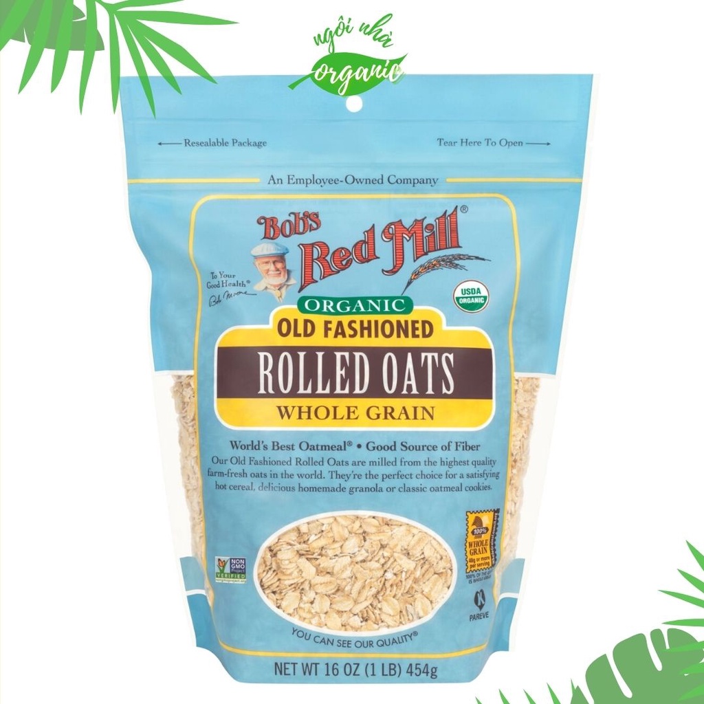 Yến mạch cán vừa/cán dày Bob's Red Mill Organic Old Fashioned Rolled Oats