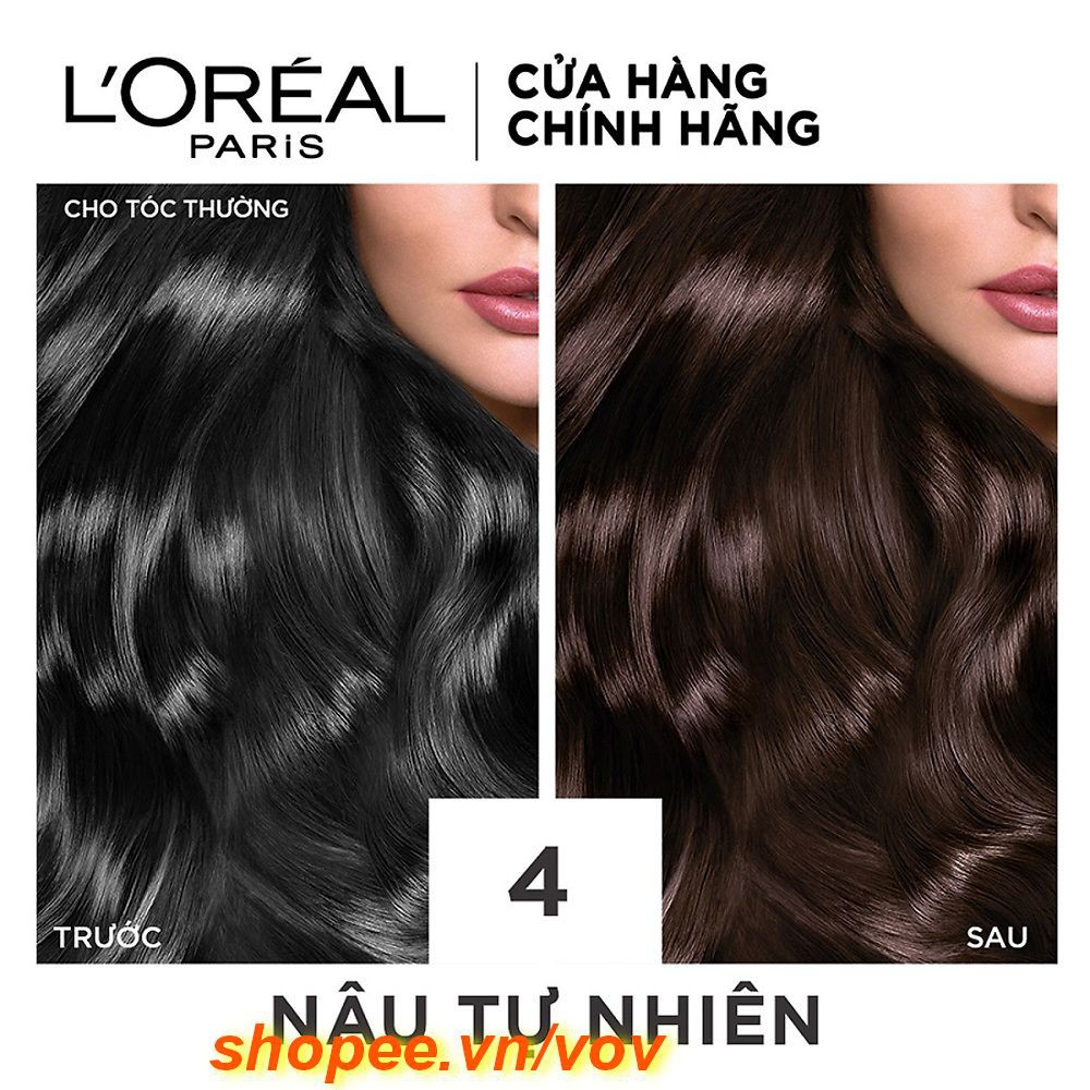 Thuốc nhuộm tóc #4 Loreal Excellence Creme Natural Brown (Nâu tự nhiên) 100% chính hãng, vov cung cấp & bảo trợ.