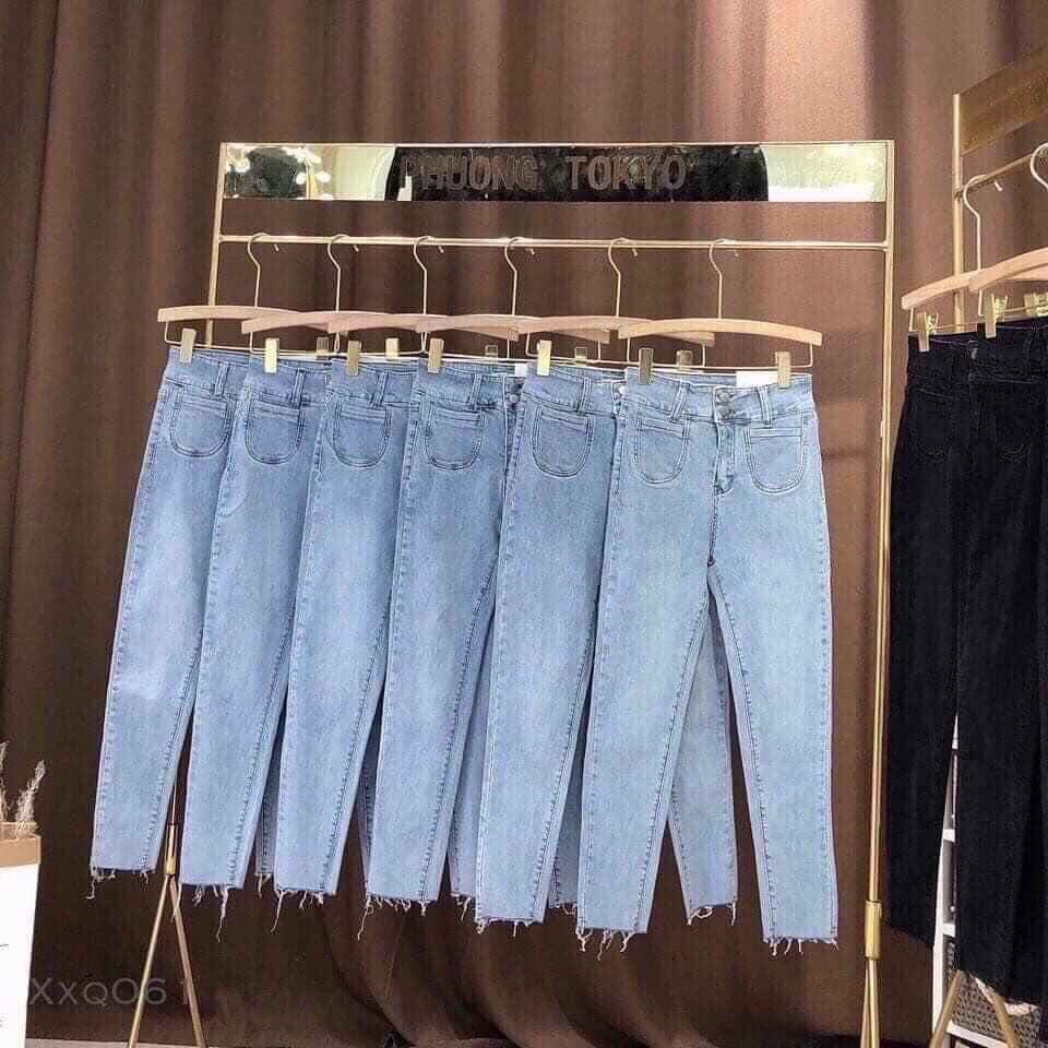 QUẦN JEAN NỮ LƯNG CAO 2 NÚT, PHỐI TÚI TRƯỚC, VẢI BÒ CO DÃN THOẢI MÁI, THỜI TRANG TẠI THUYDIEUSHOP96 J31