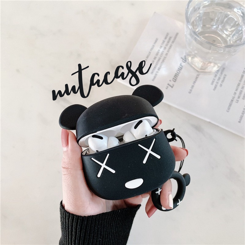 Vỏ bảo vệ tai nghe bluetooth Airpods bằng Sillicone dẻo, ốp Case cute, Airpods 2/pro BEAR NGỘ NGHĨNH