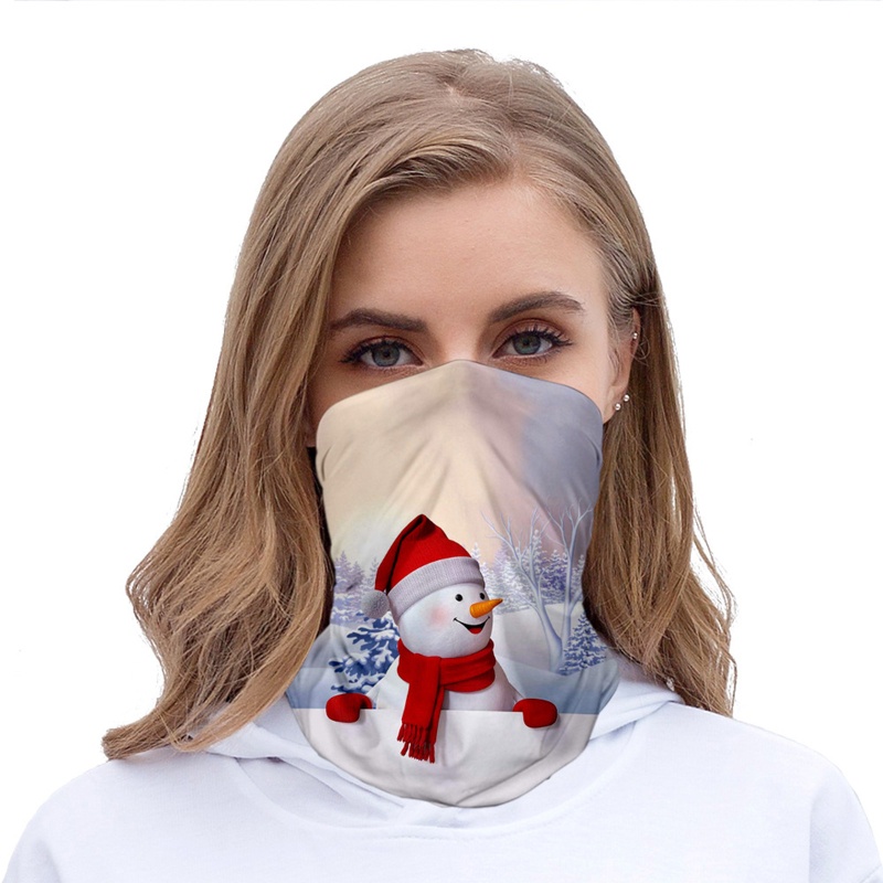 Khẩu Trang Che Mặt Và Cổ Chống Bụi In Họa Tiết Đầu Lâu Ông Già Noel 3D Vui Nhộn Cho Nam Và Nữ