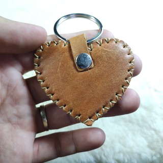 Móc khóa da thật trái tim tình yêu
