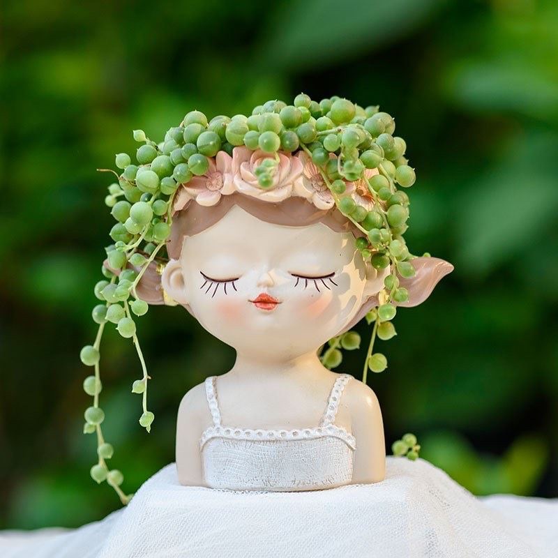 Bình Hoa Cô Gái Lọ Trang Trí Hình Cô Gái Mini Để Bàn Trồng Sen Đá Tượng Decor Siêu Dễ Thương
