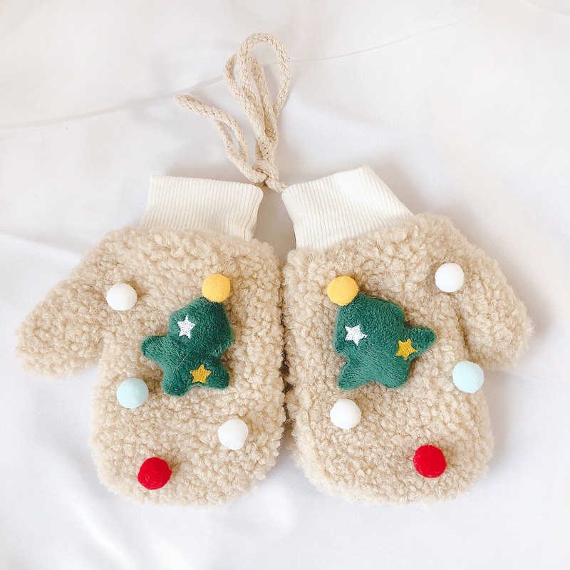 Găng tay lót lông dành cho bé trai bé gái 6-12 tuổi ấm áp mùa đông mã T36 noel giáng sinh